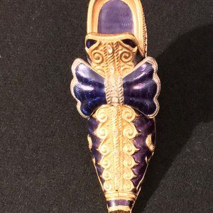 Berebi Blue & Gold Enamel Shoe Trinket Box-Limited Edition